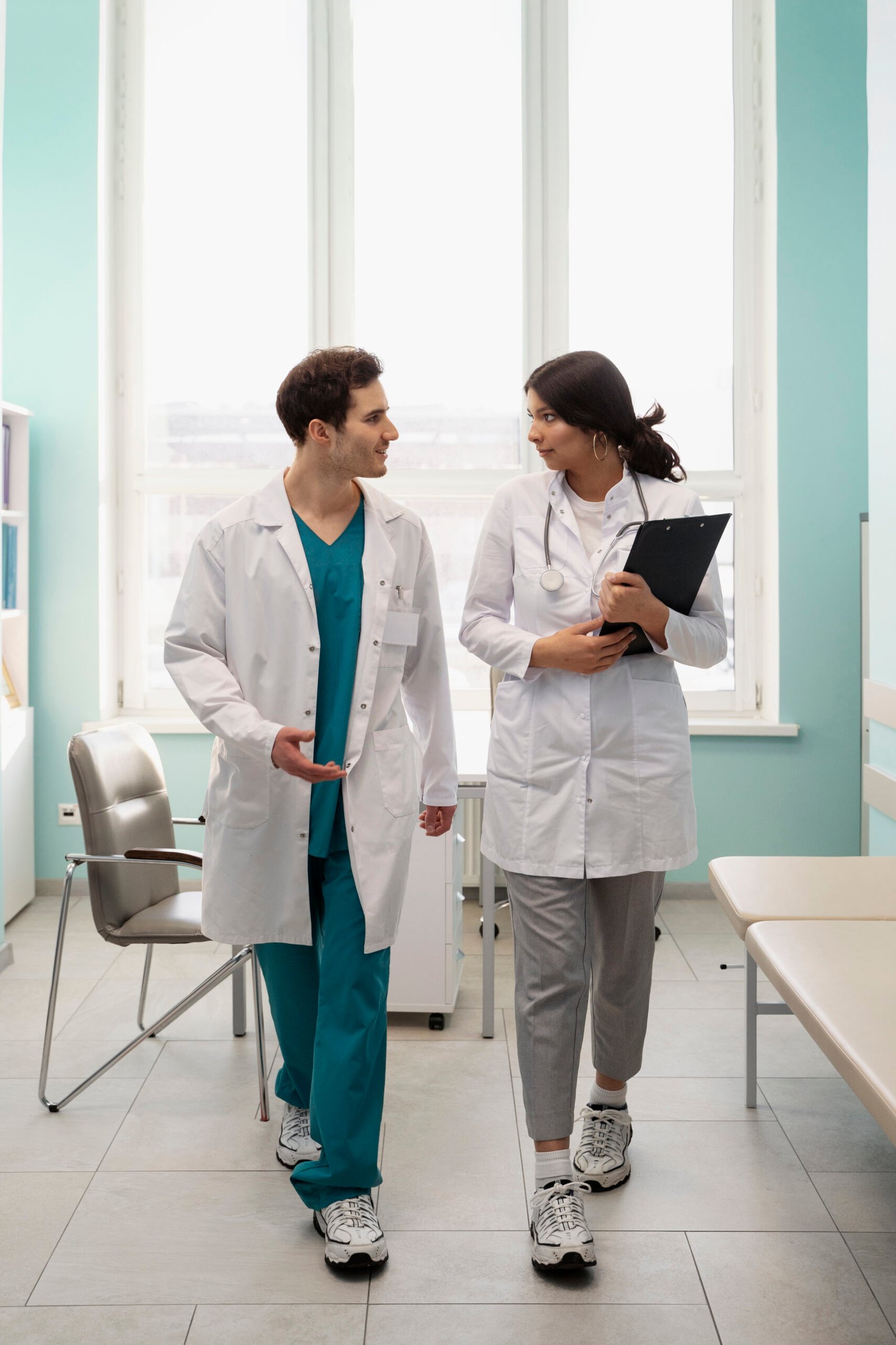 Doctors walking in hallway