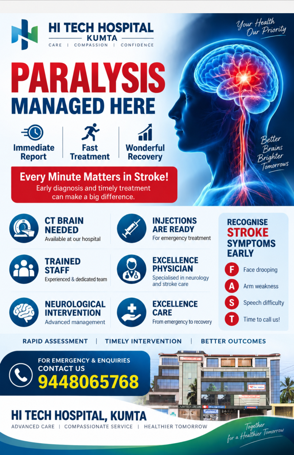 Paralysis managed here - Hi-Tech Hospital Kumta emergency stroke care